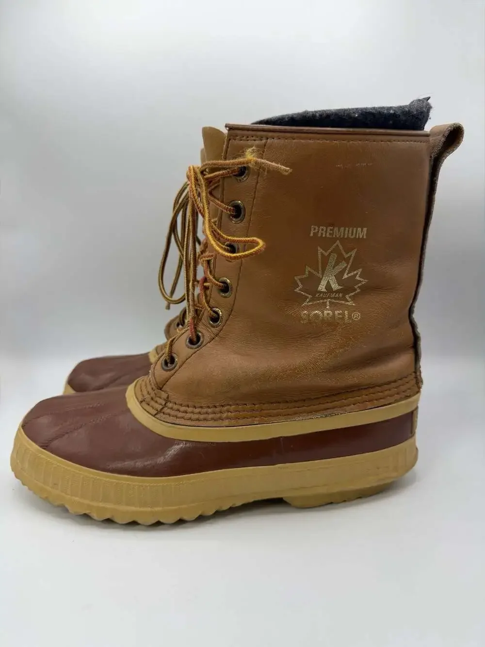 Vintage Sorel Kaufman Premium Women’s 7 Leather Wool Snow Boots Canada
